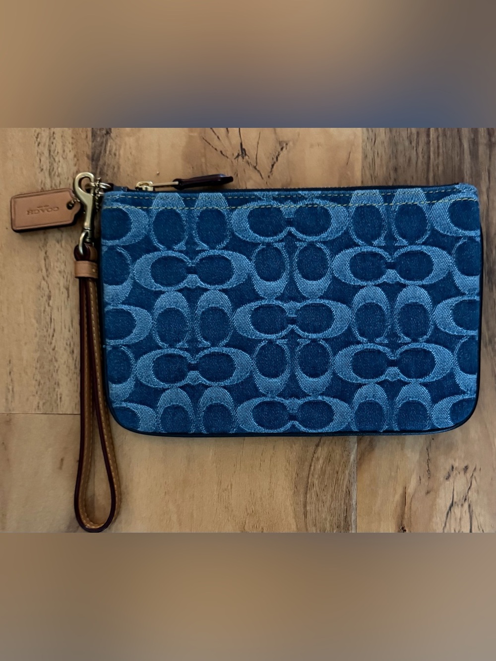 Coach Small Wristlet in Signature Denim